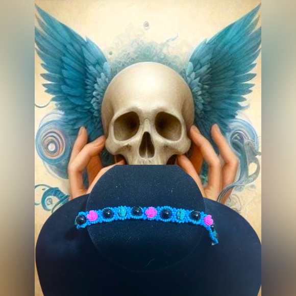 Handcrafted Turquoise Deadly Rose Bracelet - Picture 3 of 3